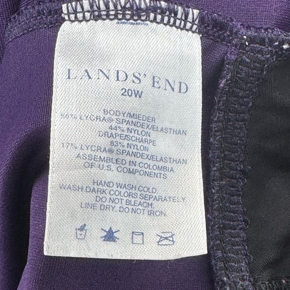 Lands' End Eggplant Purple One Piece Swimsuit with Halter Style and Ruching - Picture 4 of 4